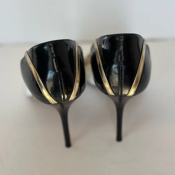 Jimmy Choo White and Gold Peep Toe Heels
